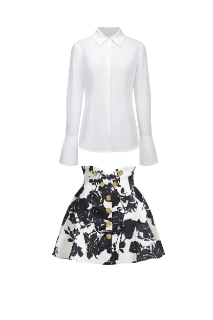 Eithne Long Sleeve Printing Mini Two-Piece Set