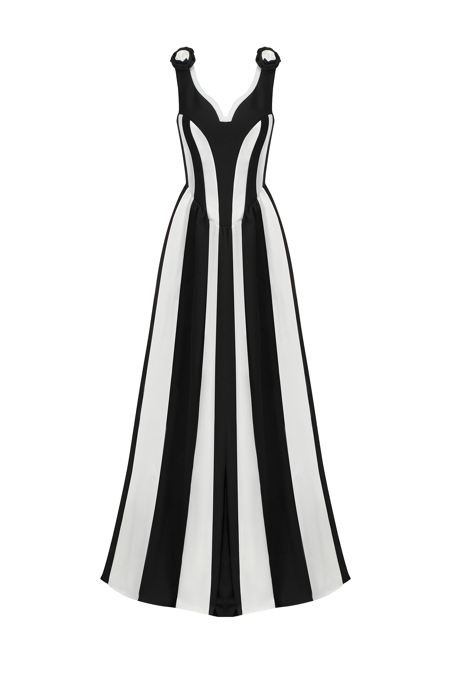 Omega Sleeveless V-Neck Flowers Bandage Maxi Dress