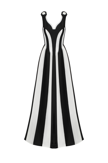 Omega Sleeveless V-Neck Flowers Bandage Maxi Dress
