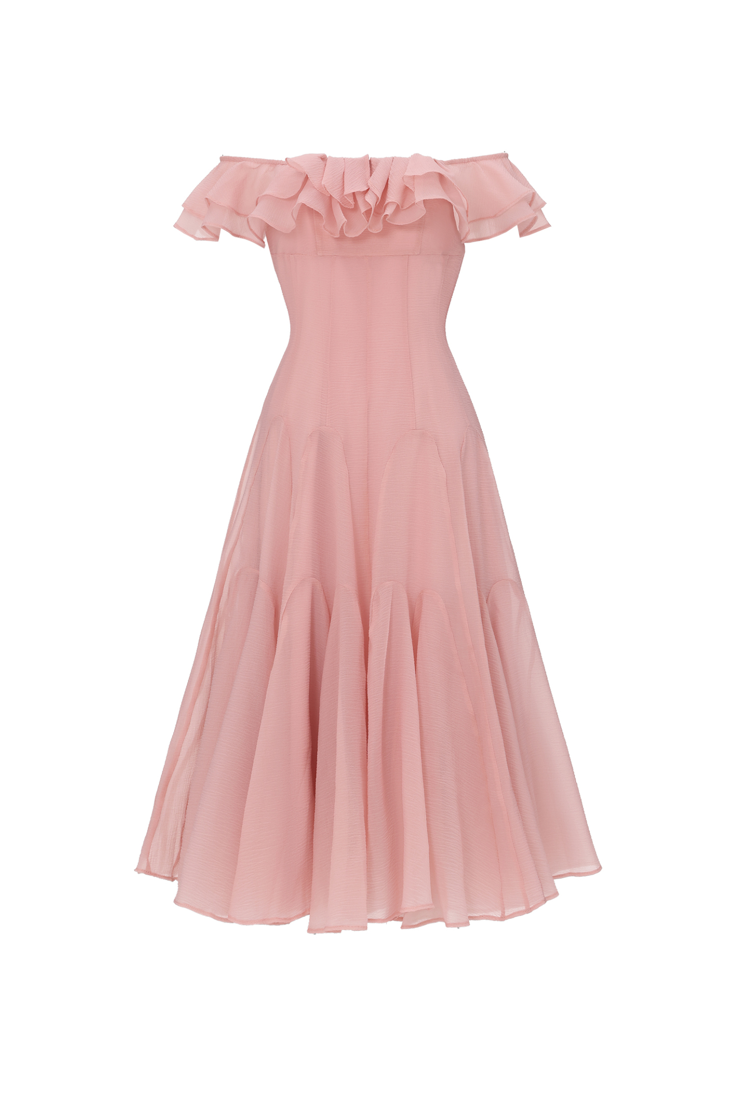 Wika Romantic Flowy Off Shoulder Ruffle Midi Dress