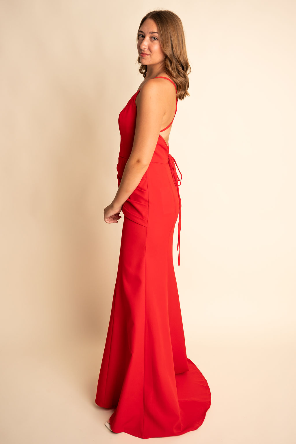 Sheath V-Neck Spaghetti Straps Slit Ruffles Bridesmaid Dress #RJBM008