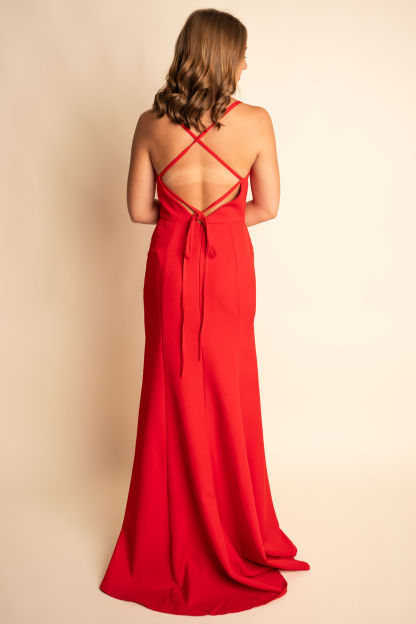 Sheath V-Neck Spaghetti Straps Slit Ruffles Bridesmaid Dress #RJBM008