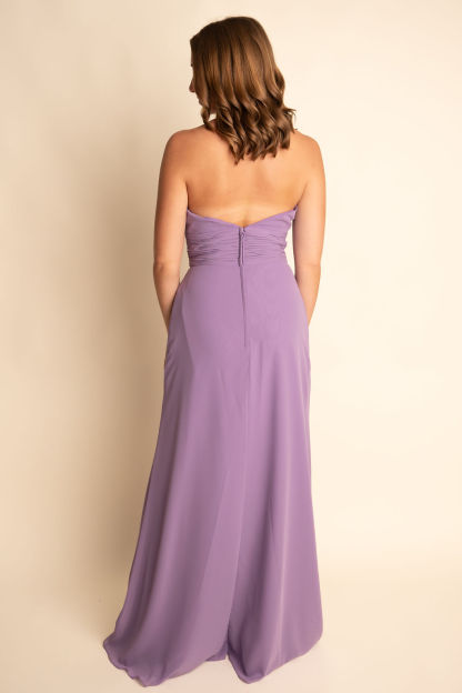 A-Line Illusion High Neck Chiffon Floor-Length Slit Bridesmaid Dress #RJBM050