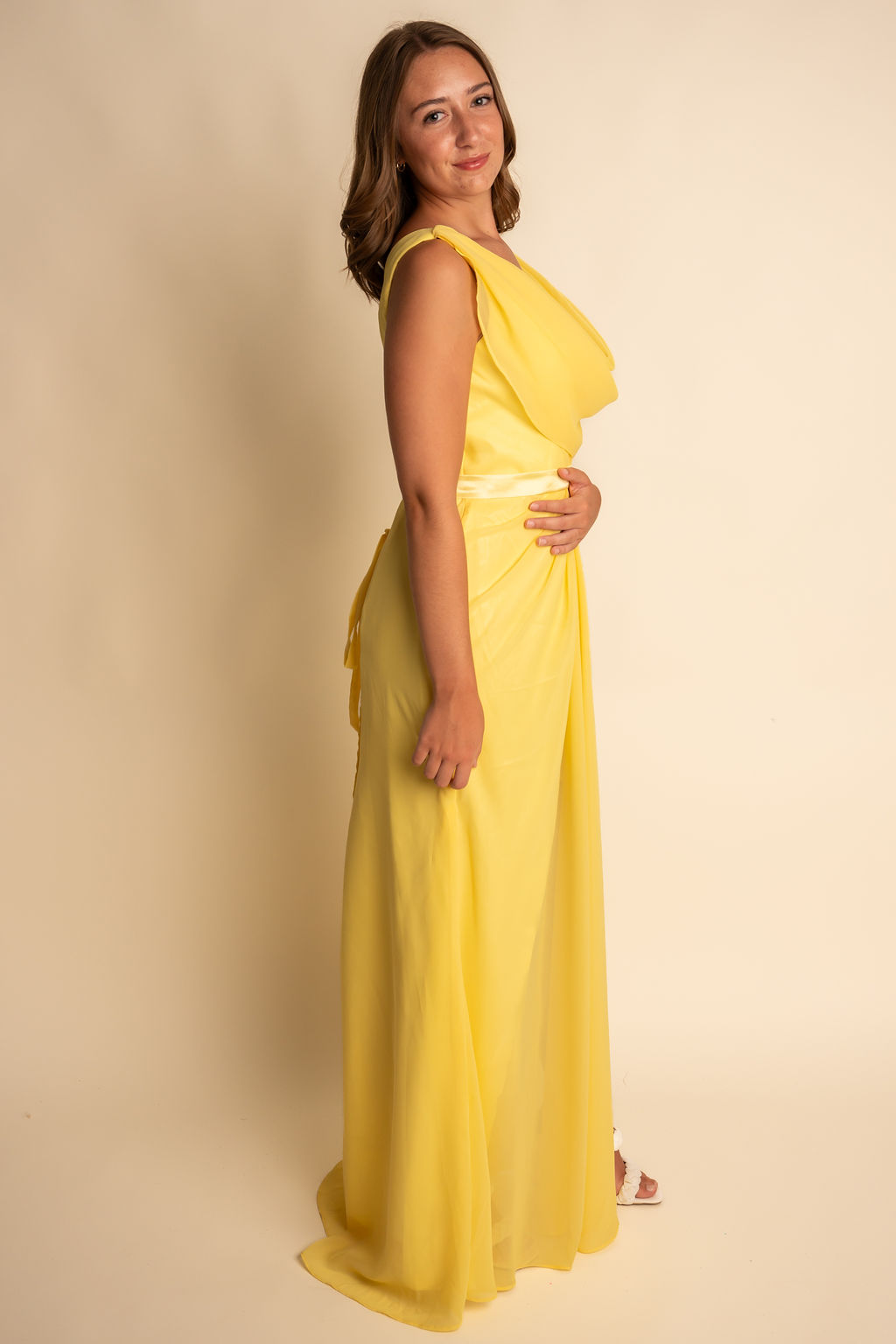 Elegant A-Line Chiffon Floor-Length Scoop Slit Bridesmaid Dress #RJBM055