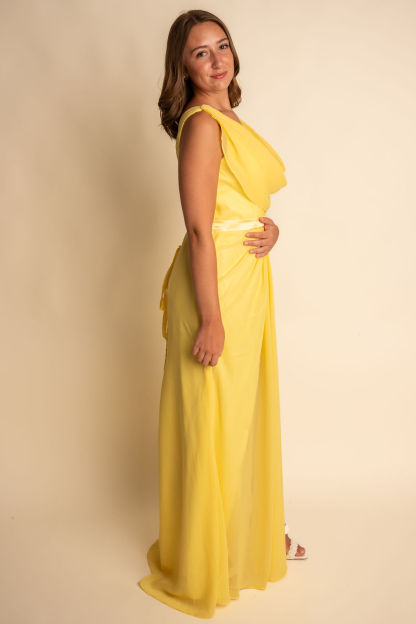 Elegant A-Line Chiffon Floor-Length Scoop Slit Bridesmaid Dress #RJBM055