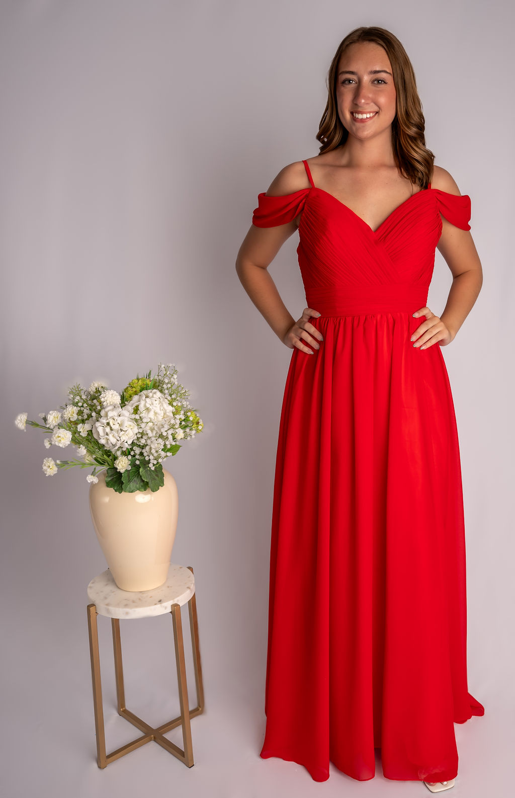 A-Line Spagetti Straps Off-The-Shoulder Drape Sleeves Bridesmaid Dress #RJBM006