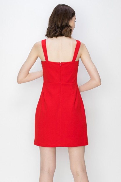 Crystal Embellished Front Cutout Detail Mini Dress #22957788