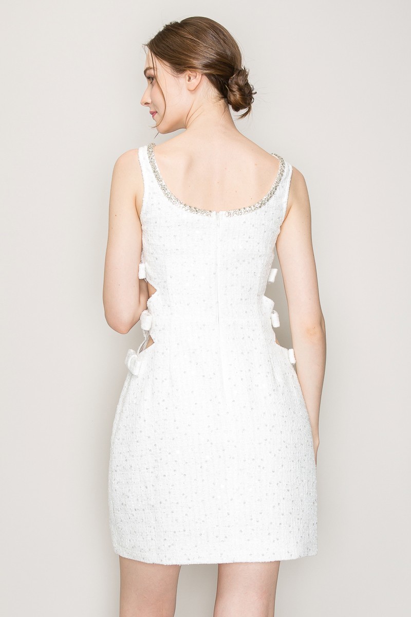 Sequin Cutout Embellished Boucle Mini Dress #23687829