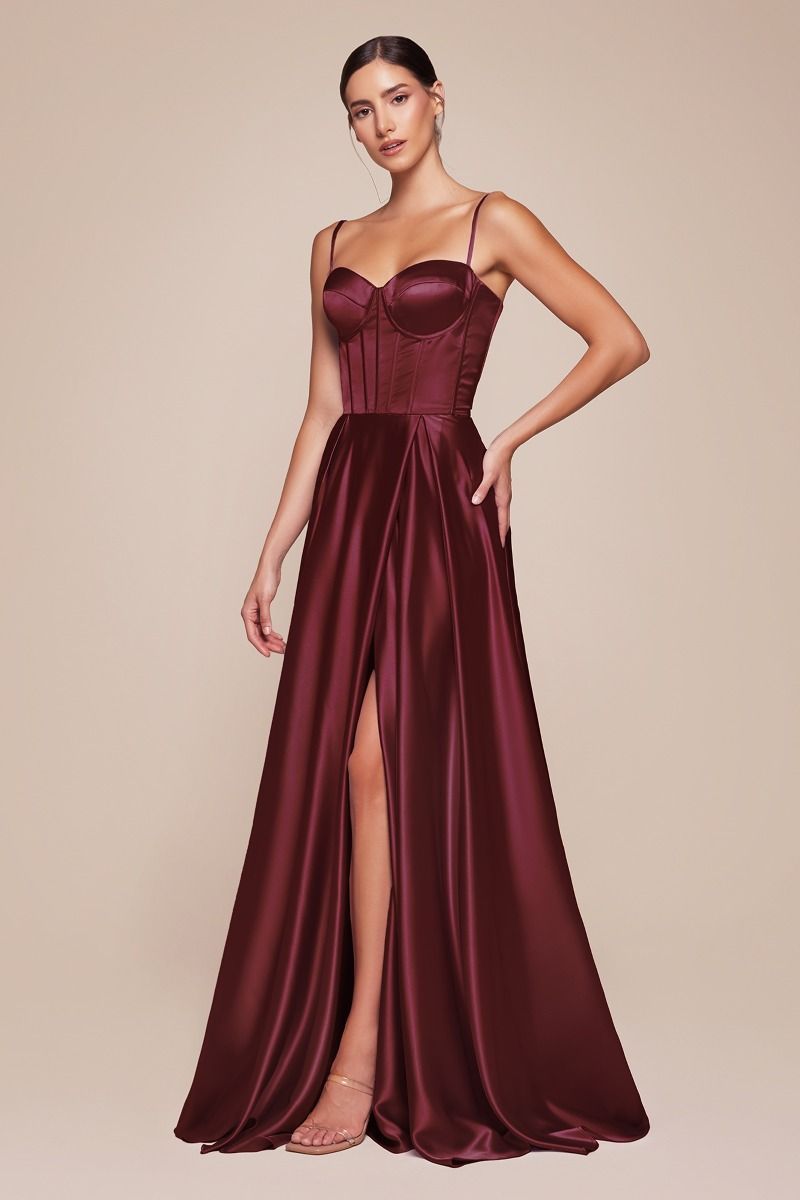 Classic A-Line Sweetheart Luxe Satin Bustier Bridesmaid Dress CD337