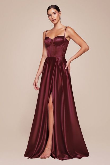 Classic A-Line Sweetheart Luxe Satin Bustier Bridesmaid Dress CD337