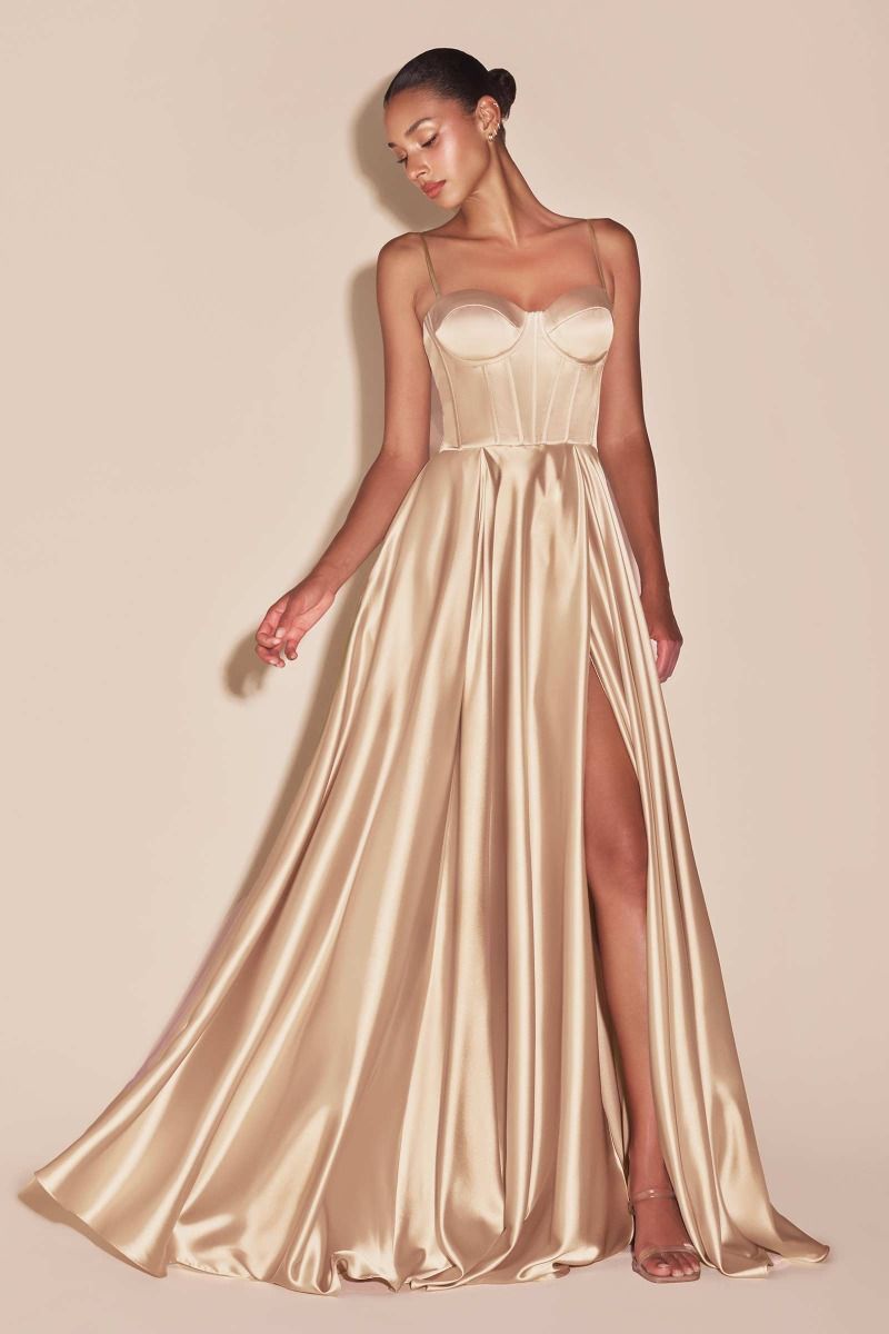 Classic A-Line Sweetheart Luxe Satin Bustier Bridesmaid Dress CD337