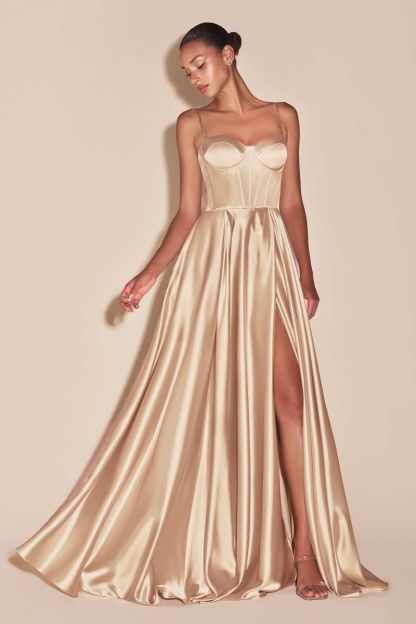 Classic A-Line Sweetheart Luxe Satin Bustier Bridesmaid Dress CD337