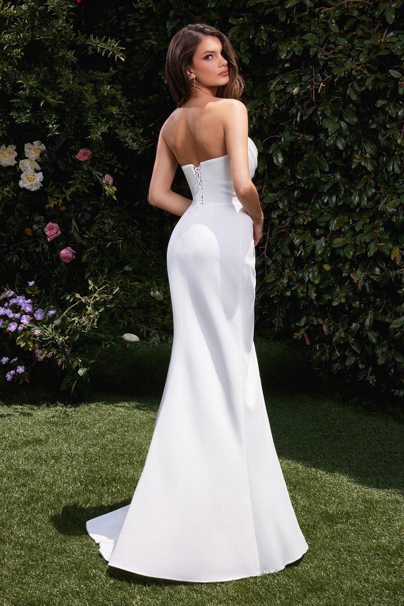 Fitted Scoop Neoprene Strapless Wedding Dress CD355W
