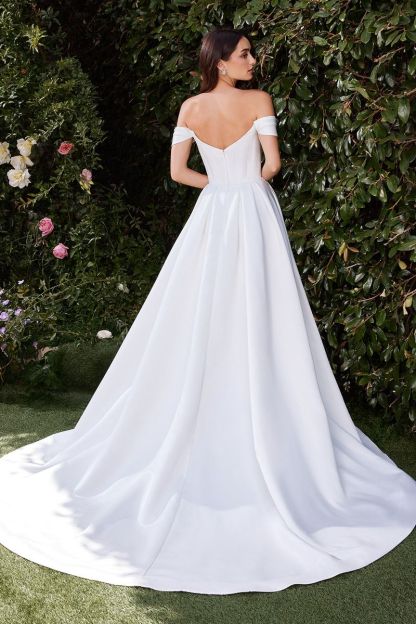 Ball Gown Scoop Off The Shoulder Soft Straps Satin Bridal CDS513W