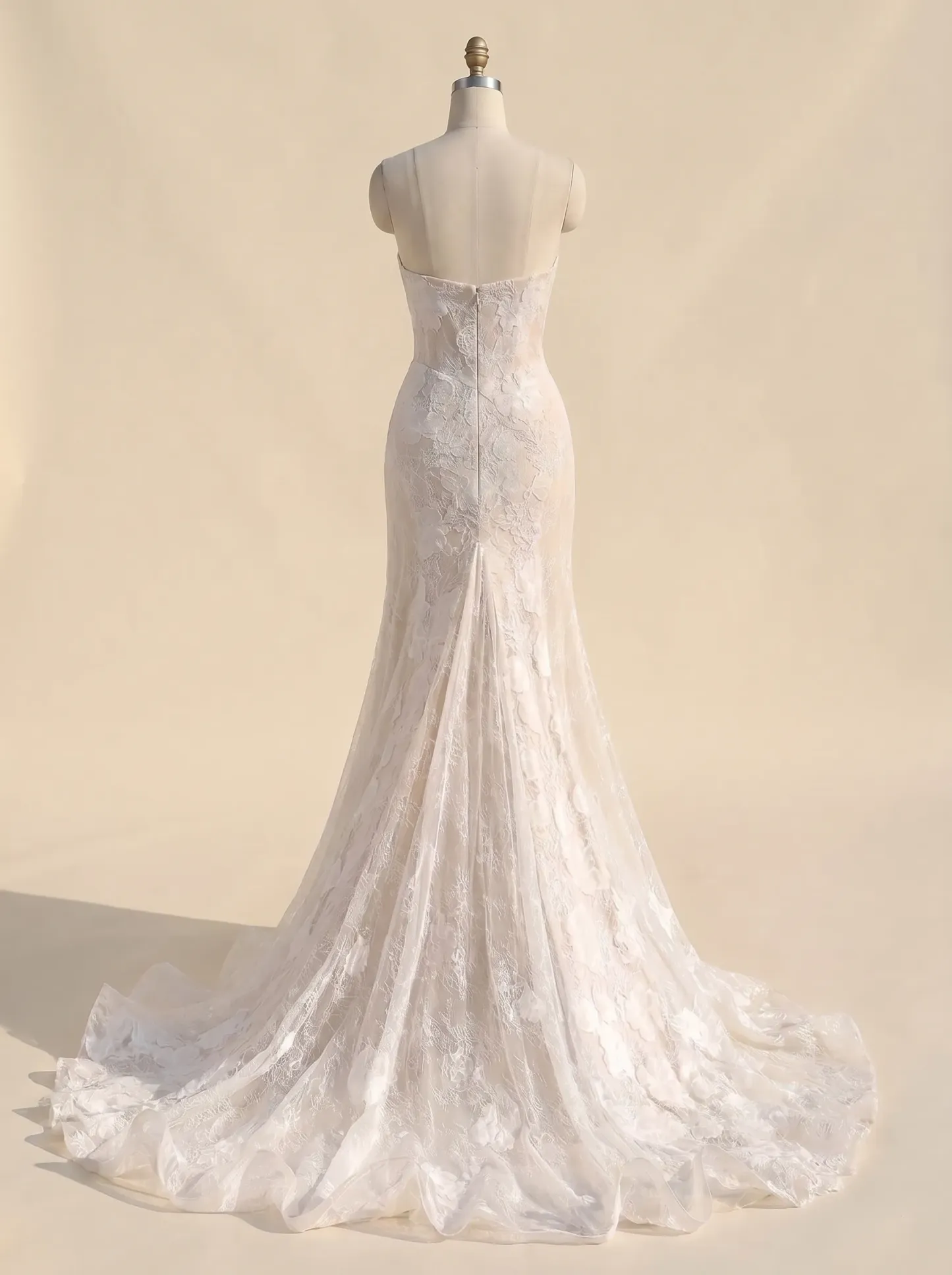 Couture Lee Dramatic Plunging V Neckline & Underlay Lace with Floral Embroidery Lace Sheath Dress