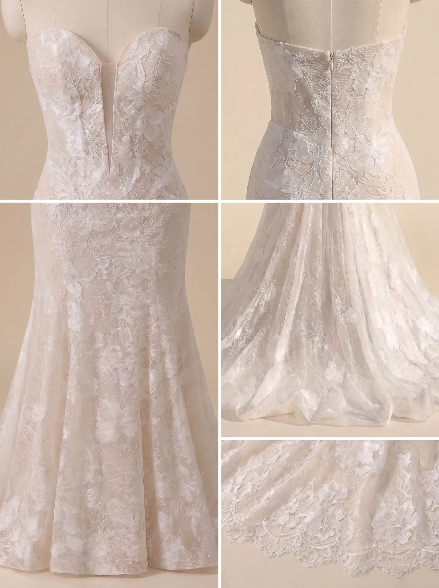 Couture Lee Dramatic Plunging V Neckline & Underlay Lace with Floral Embroidery Lace Sheath Dress