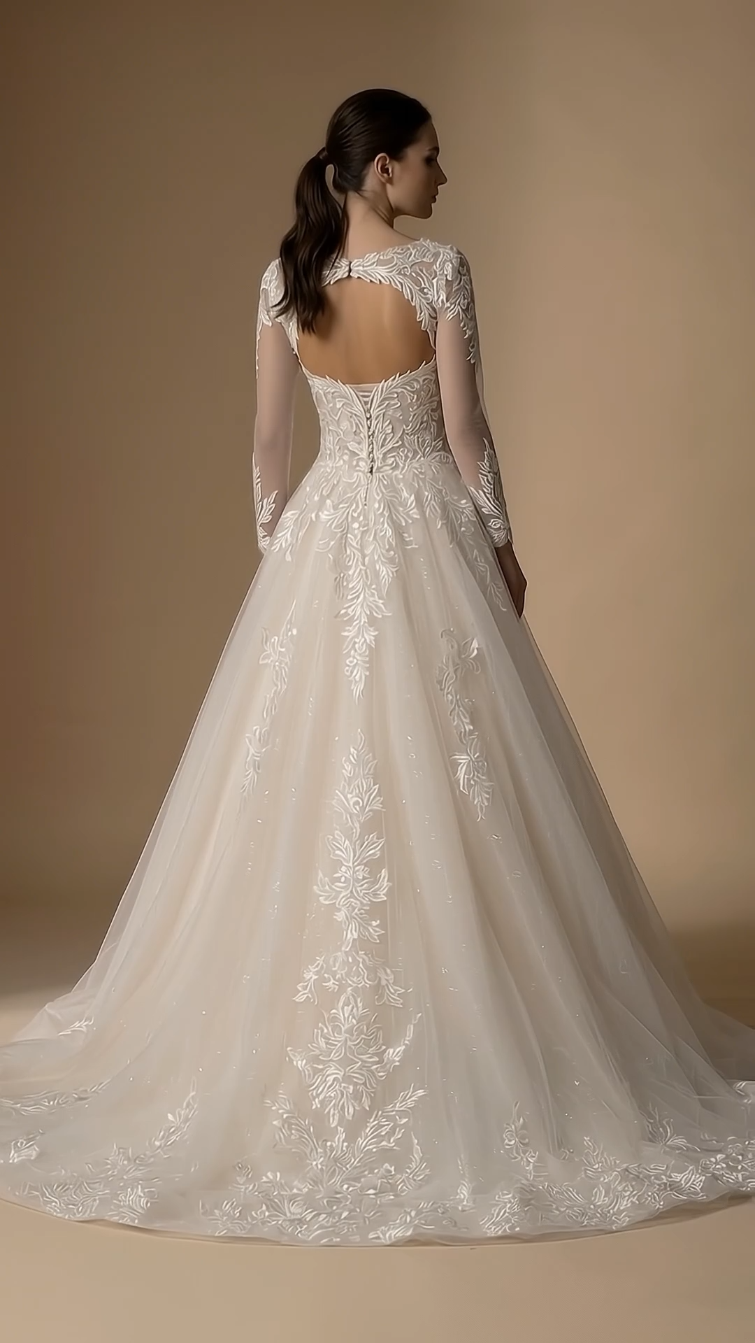 2-Way Convertible Floral Lace A-Line Wedding Dress | Strapless Sweetheart Bridal Gown with Detachable Long Sleeve Bolero Jacket W6008