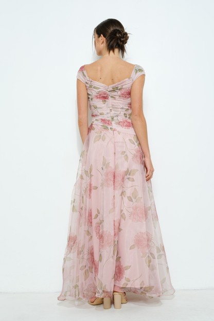 Floral Print Flower Corsage Detail Maxi Dress #23576516