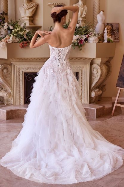 Strapless Drop Waist Cascading Wedding Dress WL016