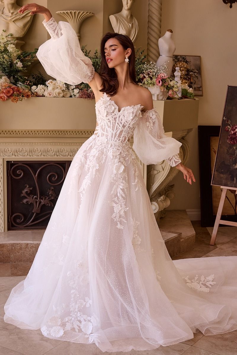 Strapless Lace Appliqued Layered tulle Wedding Ball Gown WL018