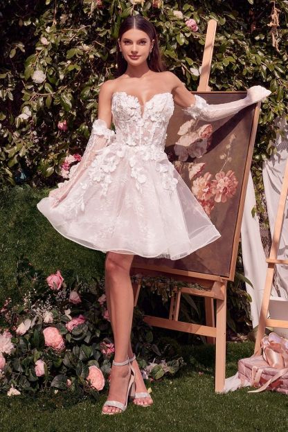 Elegant A-Line Short Floral Appliqued Bridal Party Dress WL020