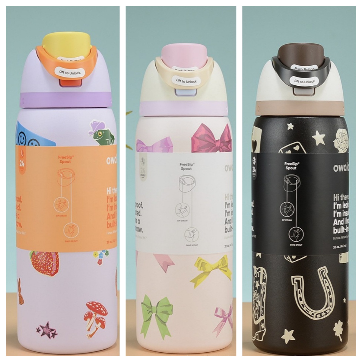 Owala Picnic Dreams FreeSip 32oz Water Bottle (Buy 3 Free Shipping)