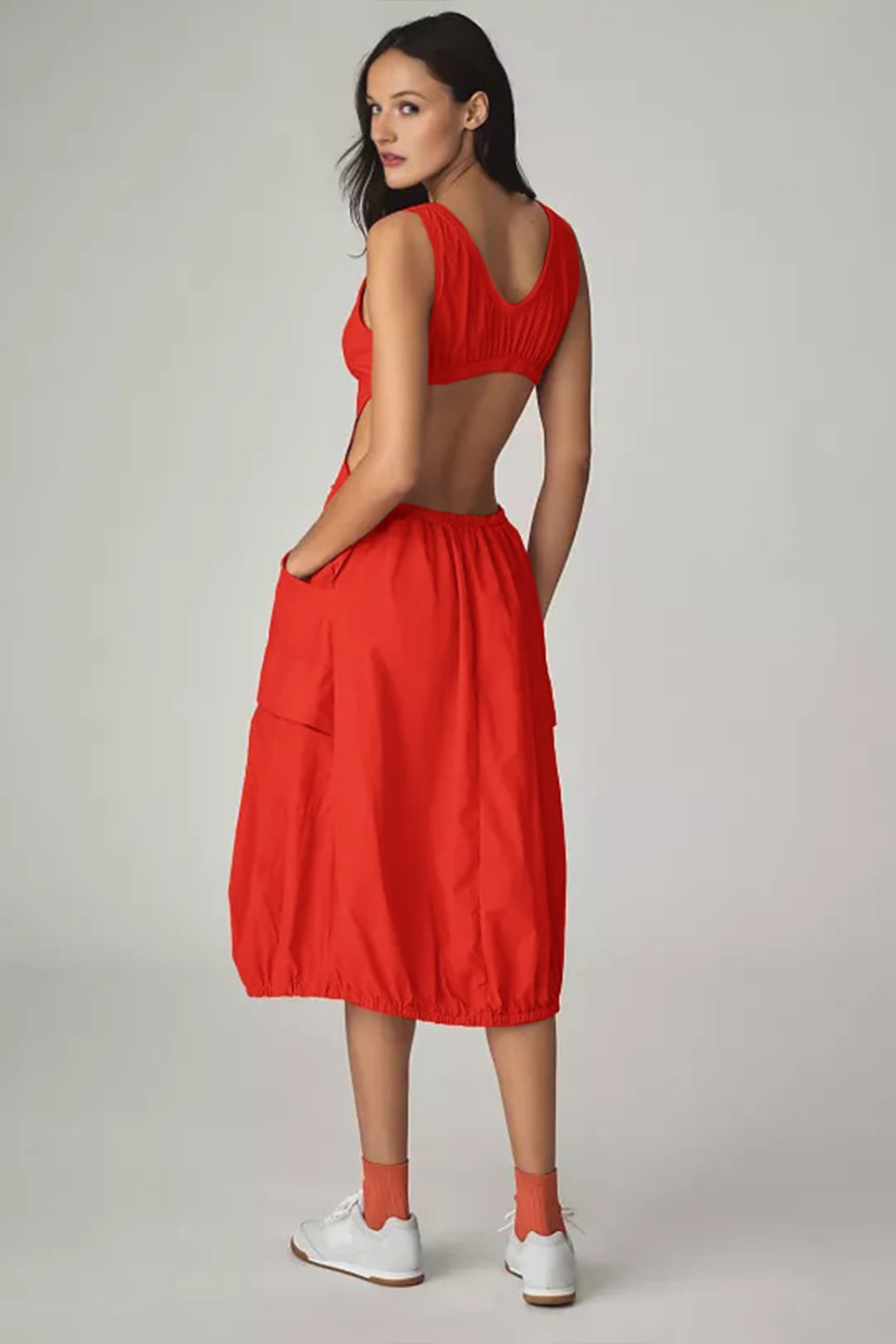 Daily Practice Fastpack Bubble-Hem Midi Dress (Buy 2 Free Shipping)
