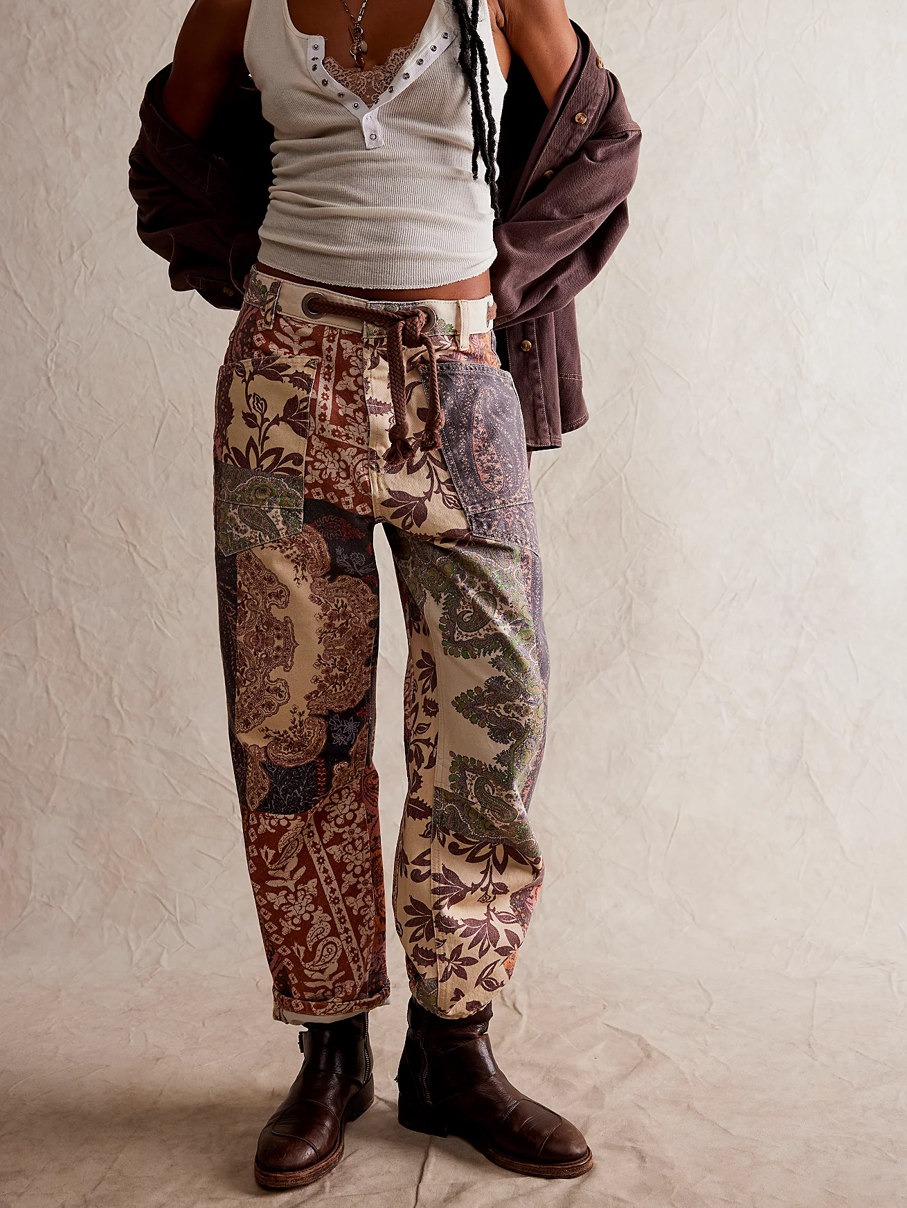 Moxie Printed Low-Slung Barrel Jeans (BUY 2 FREE SHIPPING)