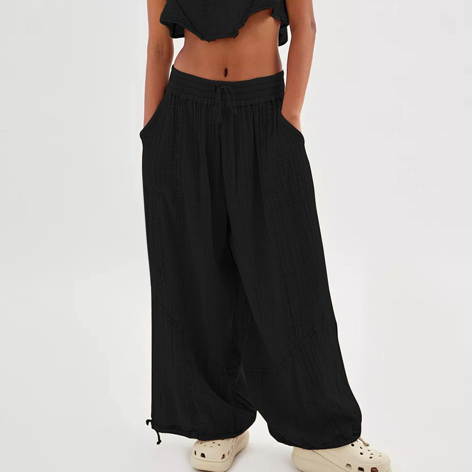 Casual Drawstring Wide Leg Pants(BUY 2 FREE SHIPPING)