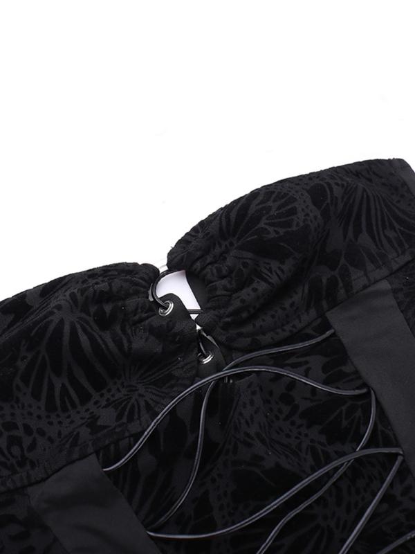 Summer Backless Adjustable Lace Up Tube Top & Ring Linked Pants 2 Piece Set