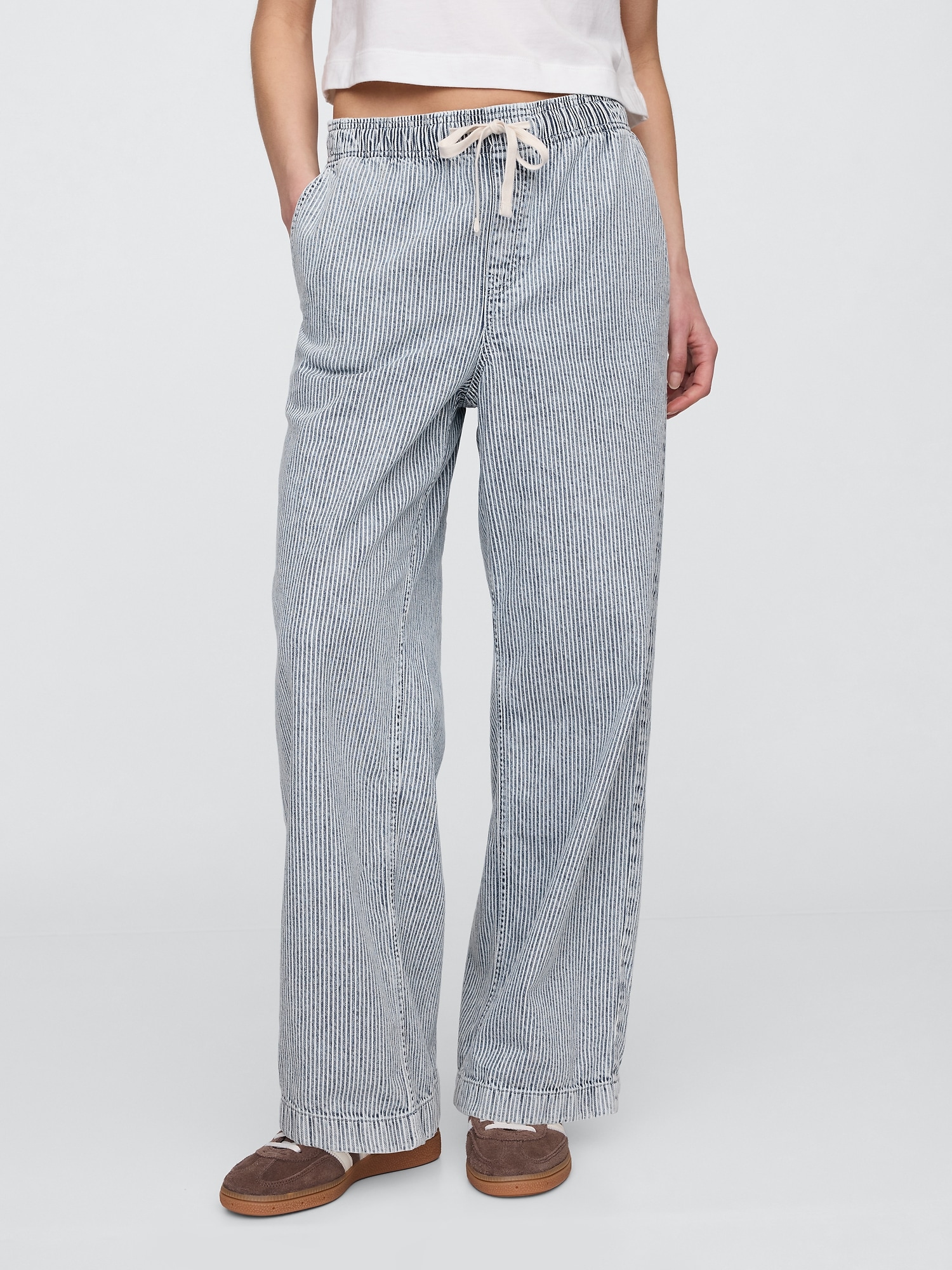 High Rise Seamed Wide-Leg Pull-On Jeans(BUY 2 FREE SHIPPING)