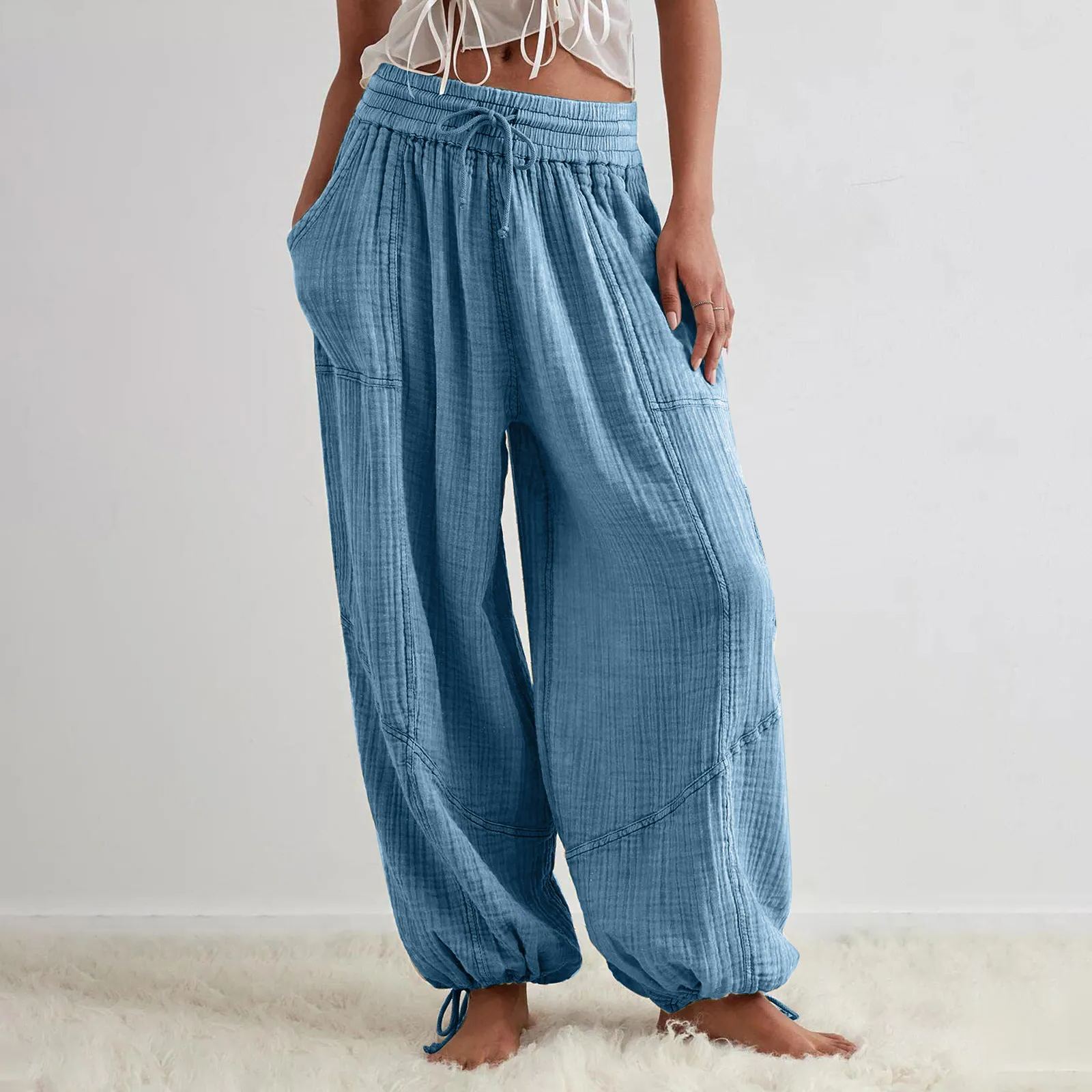 Casual Drawstring Wide Leg Pants(BUY 2 FREE SHIPPING)