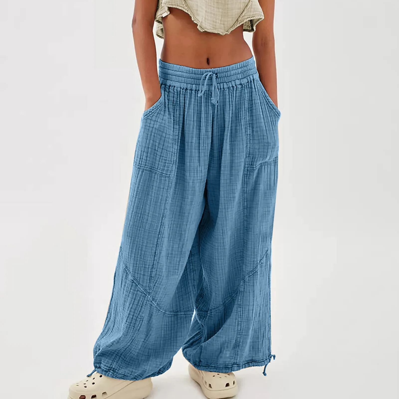 Casual Drawstring Wide Leg Pants(BUY 2 FREE SHIPPING)
