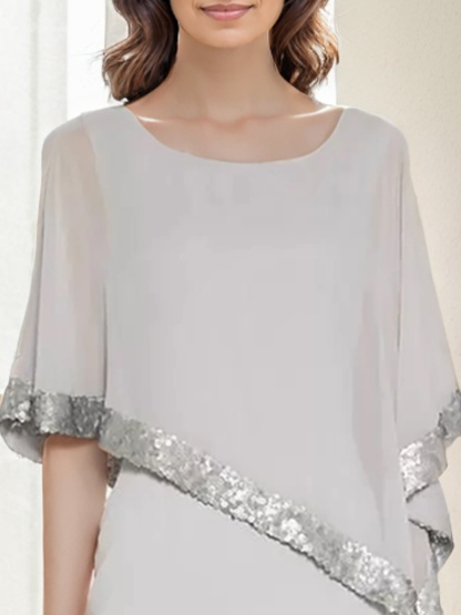 Sheath/Column Sparkle Sequin Chiffon Cocktail Party Homecoming Dress