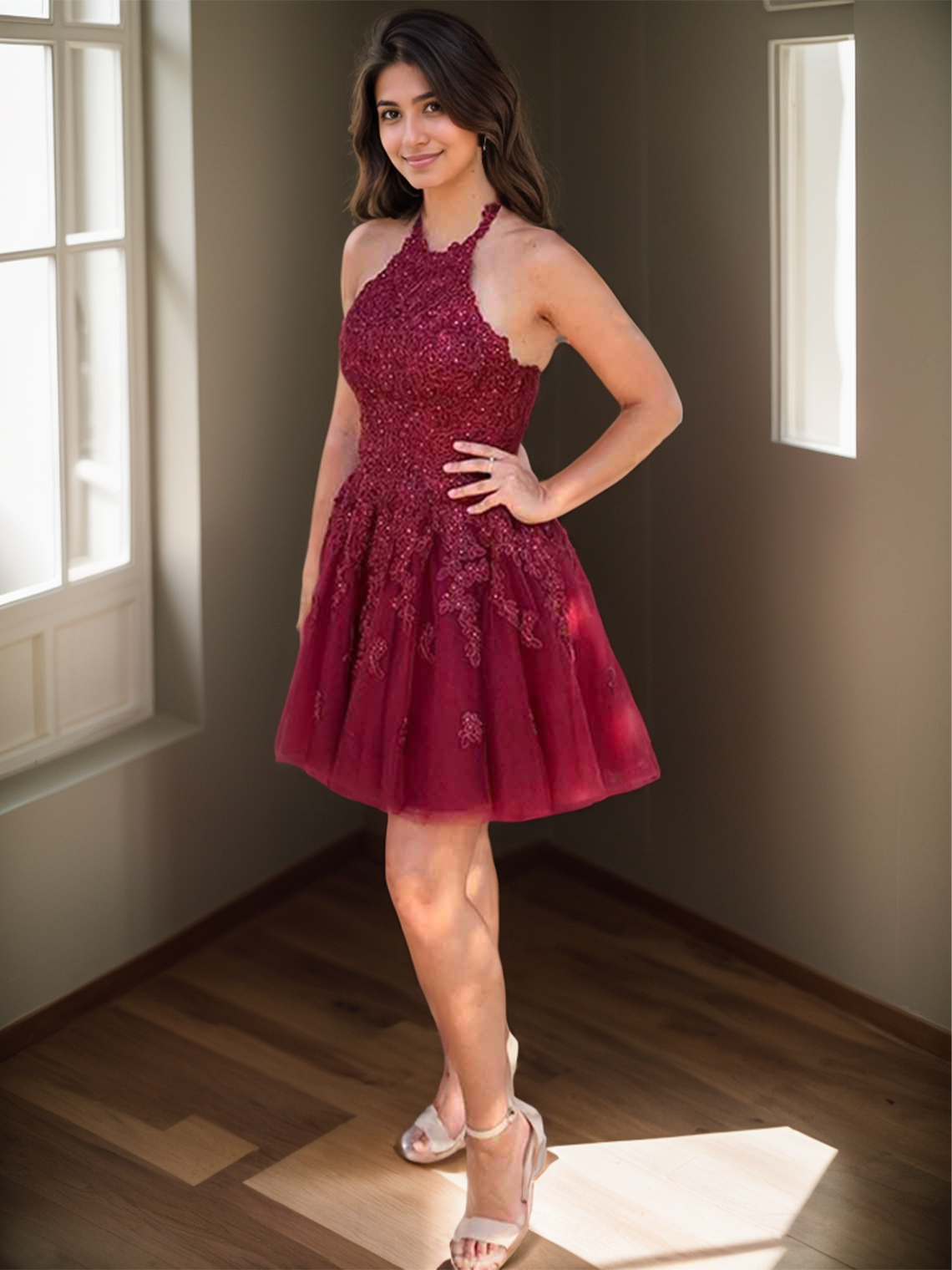 A-line Short/Mini Homecoming Dress Sleeveless Tulle Cocktail Dress
