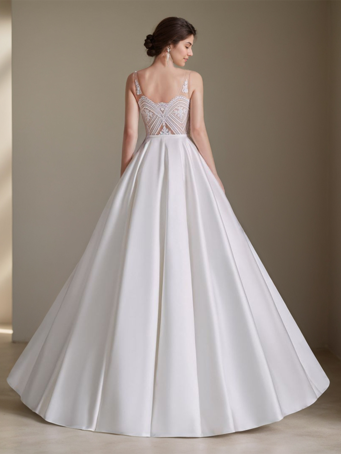 A-Line/Princess Elegant Sleeveless V-Neck Floor-Length Wedding Dresses