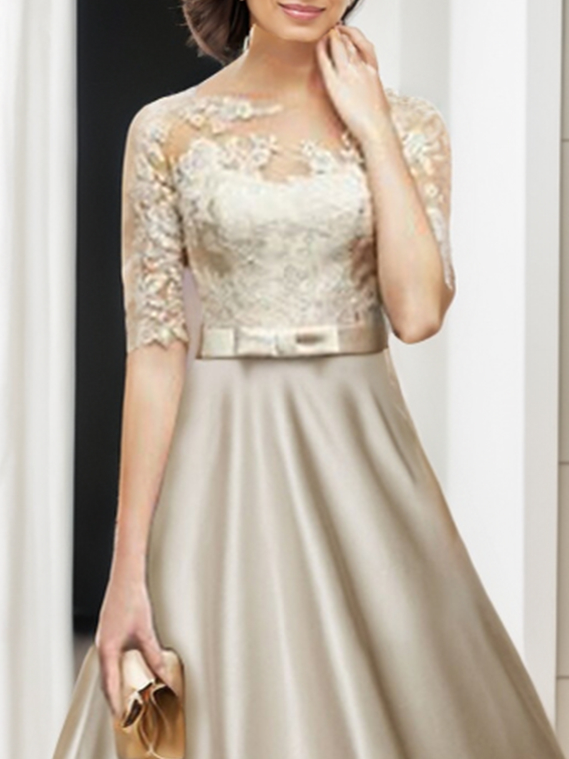 Sheath/Column Elegant Mother of the Bride Dress With Bow(s) Pleats 