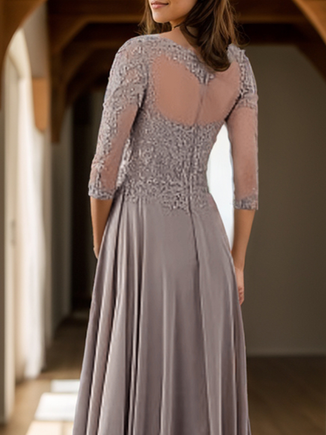 A-Line Floor Length With Appliques Lace Mother of the Bride Dress