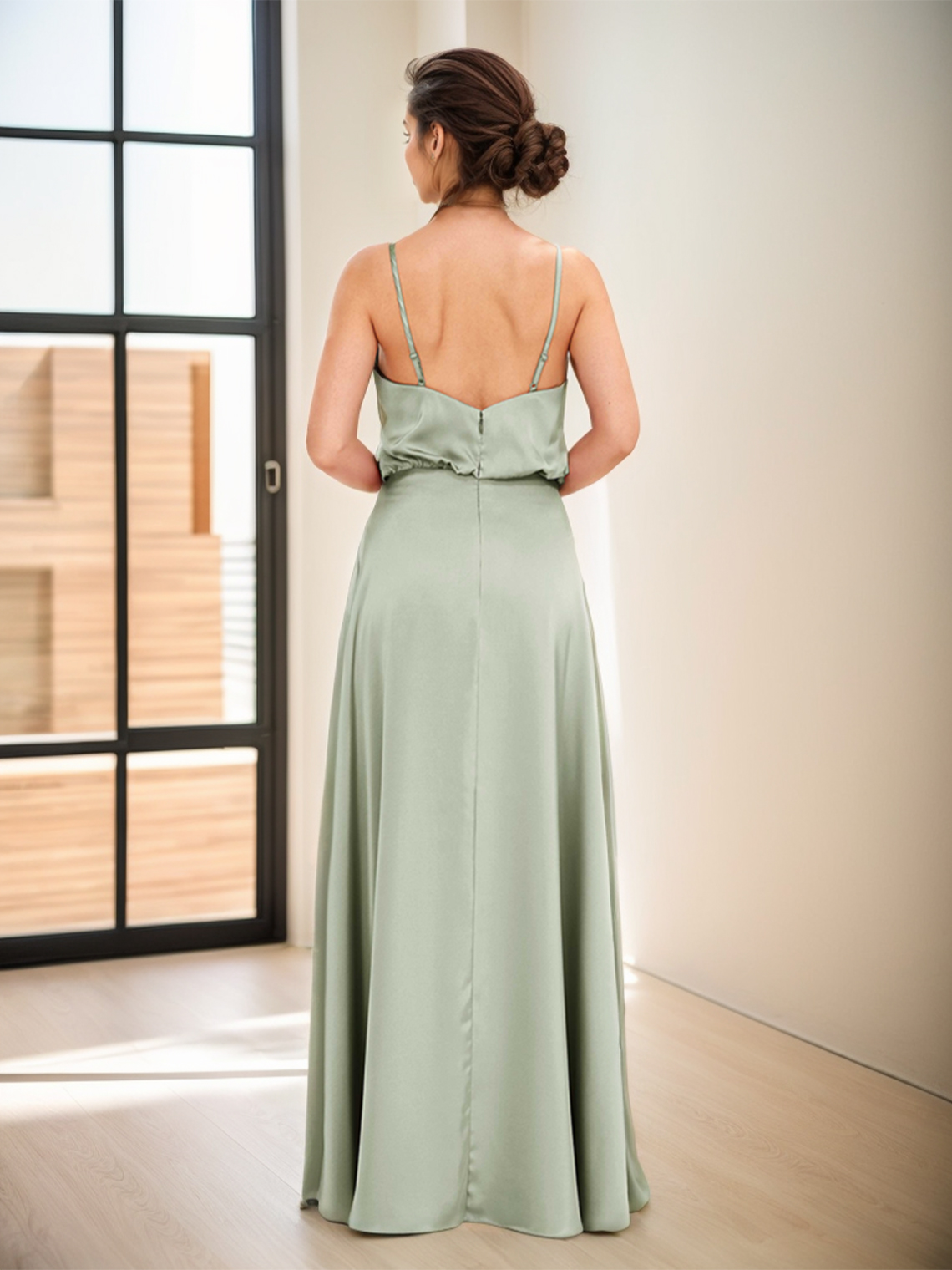 A-Line/Princess Sleeveless Floor-Length V-neck Bridesmaid Dress