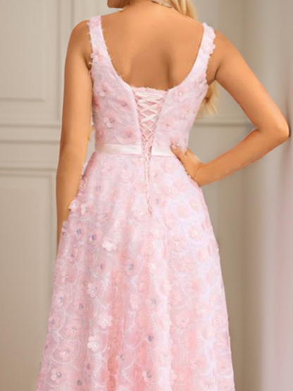 A-Line Romantic Prom Evening Dress Floor Length Quinceanera Dress 