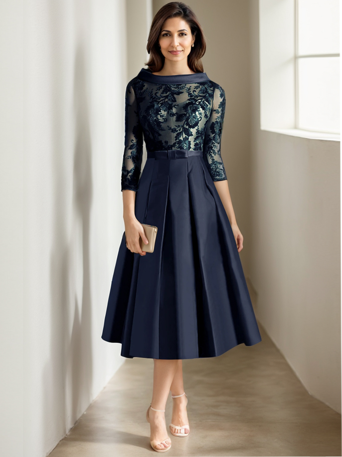 A-Line Wedding Guest Cocktail Party With Applique Evening Dress 