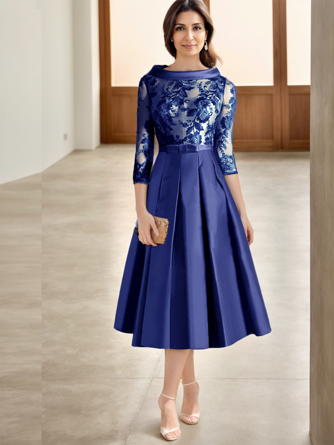 A-Line Wedding Guest Cocktail Party With Applique Evening Dress 