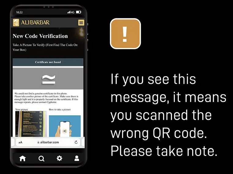 lf you see thismessage,it meansyou scanned thewrong OR code.Please take note.