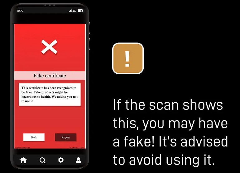 If the scan showsthis, you may havea fake! lt's advisedto avoid using it.