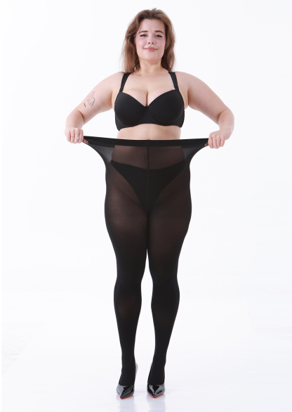  LADYFAN 2-Pack Plus Size Tights - 80D Opaque Black Pantyhose for Women-LADYFAN