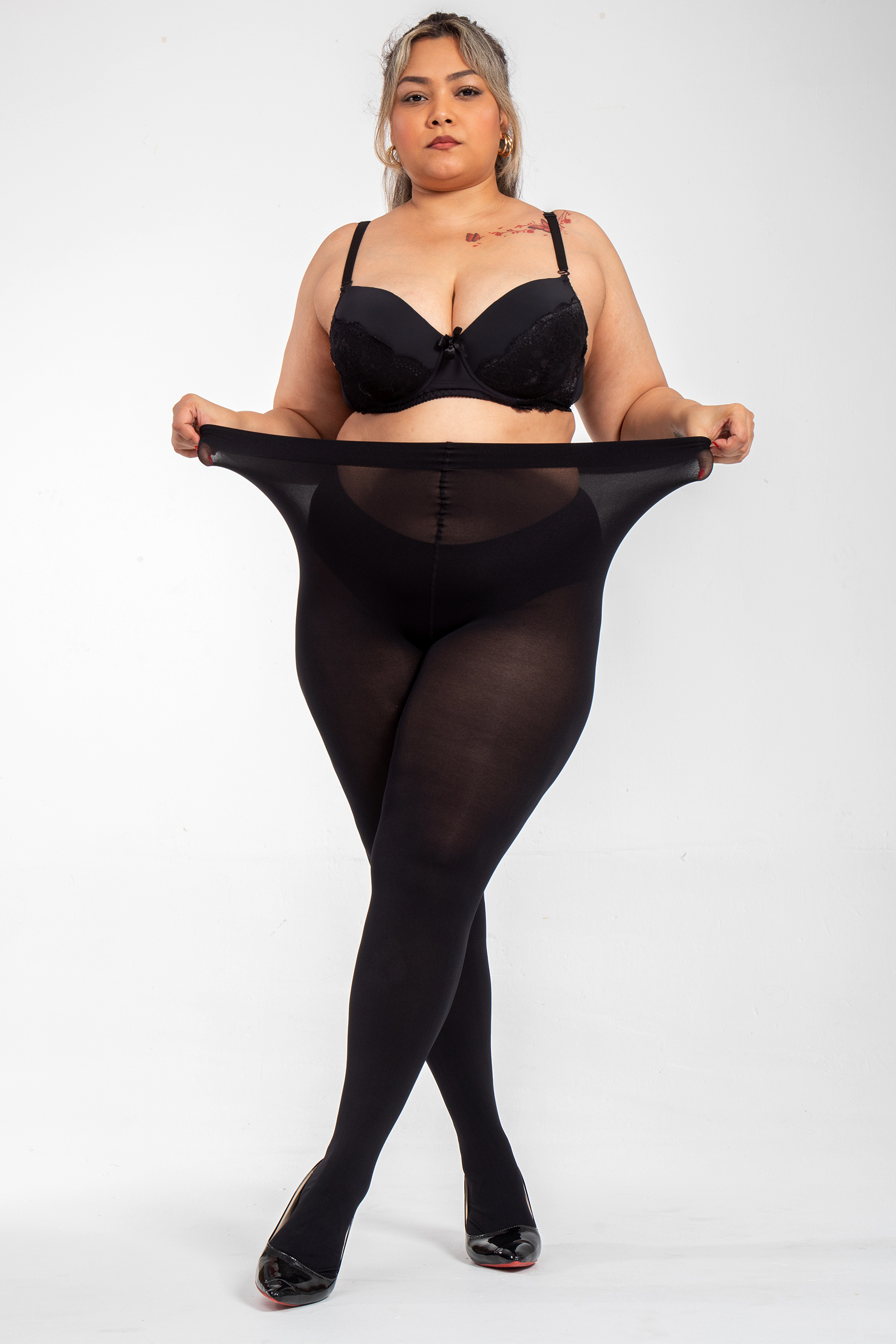  2 PACK Women's Plus Size Opaque 80D Control Top Tights 