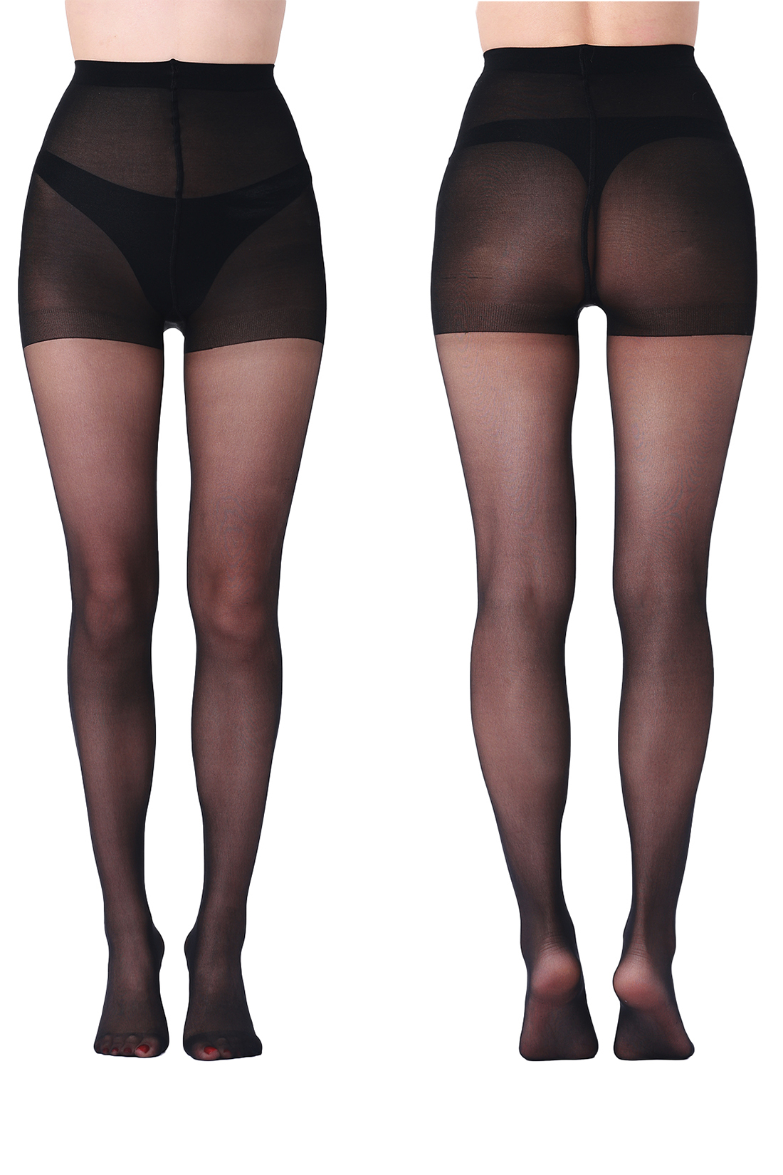 2 Pairs Sheer Rip-Resist Tights for Women – 10D Ultra Thin Reinforced Toe