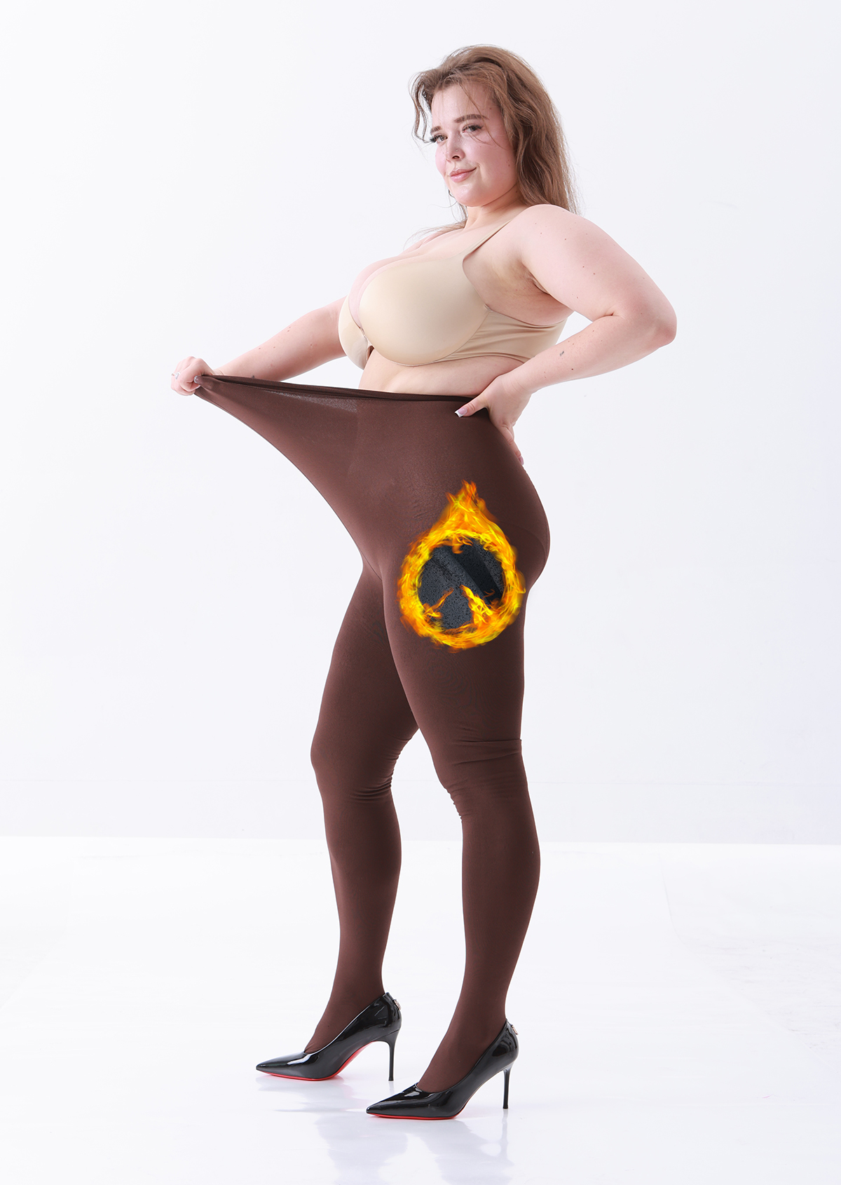LADYFAN 2 Pack 200D Plus Size Fleece Lined Tights for Women-LADYFAN