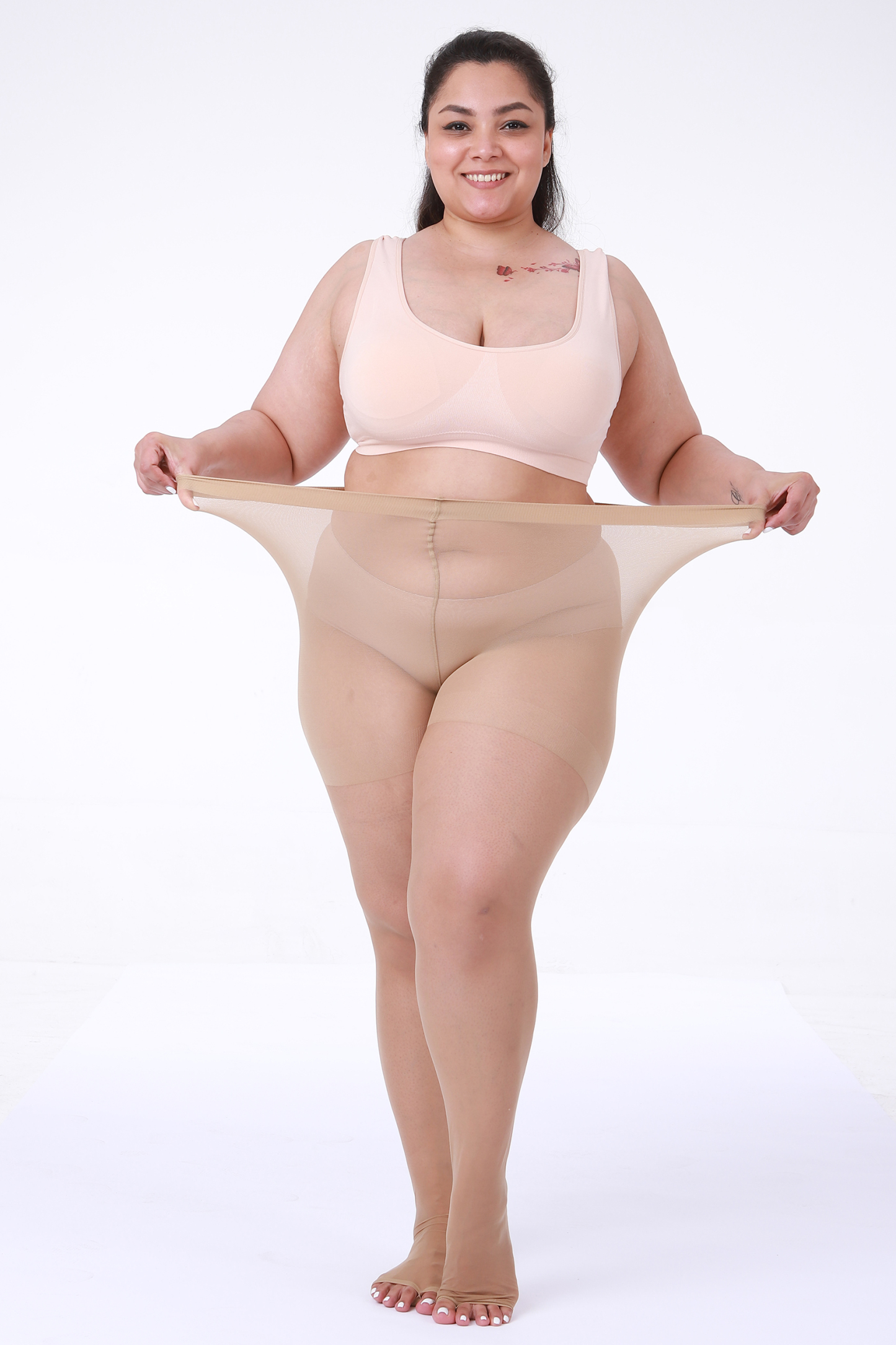 2 Pairs womens 20D Ultra Toeless Sheer Tights Open Toe Control Top pl 