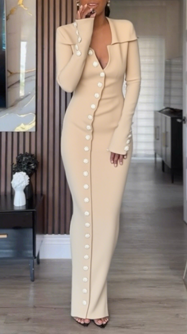 Ladies Lapel Breasted Slim Fit Casual Dress
